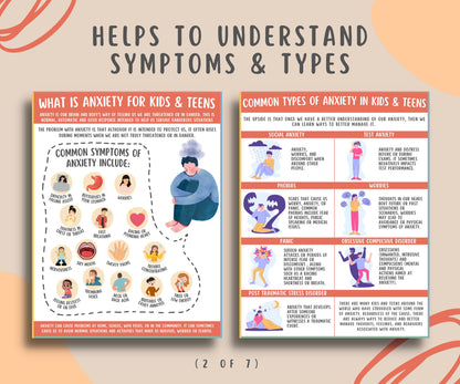 Anxiety Coping Skills Bundle For Kids Teens (7 Pages)