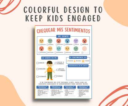 Feelings Check-In Spanish Worksheet for Kids & Teens