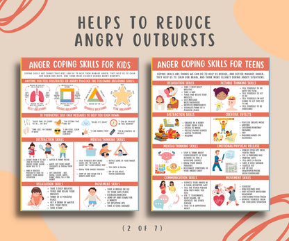 Anger Management Coping Skills for Kids Teens 7 Pages