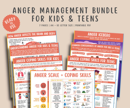 Anger Management Coping Skills for Kids Teens 7 Pages