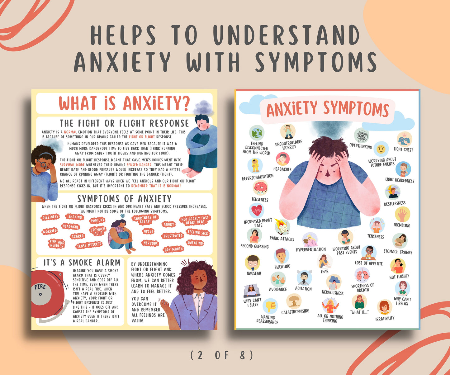 Anxiety Coping Skills Bundle Kids Teens (8 Pages)