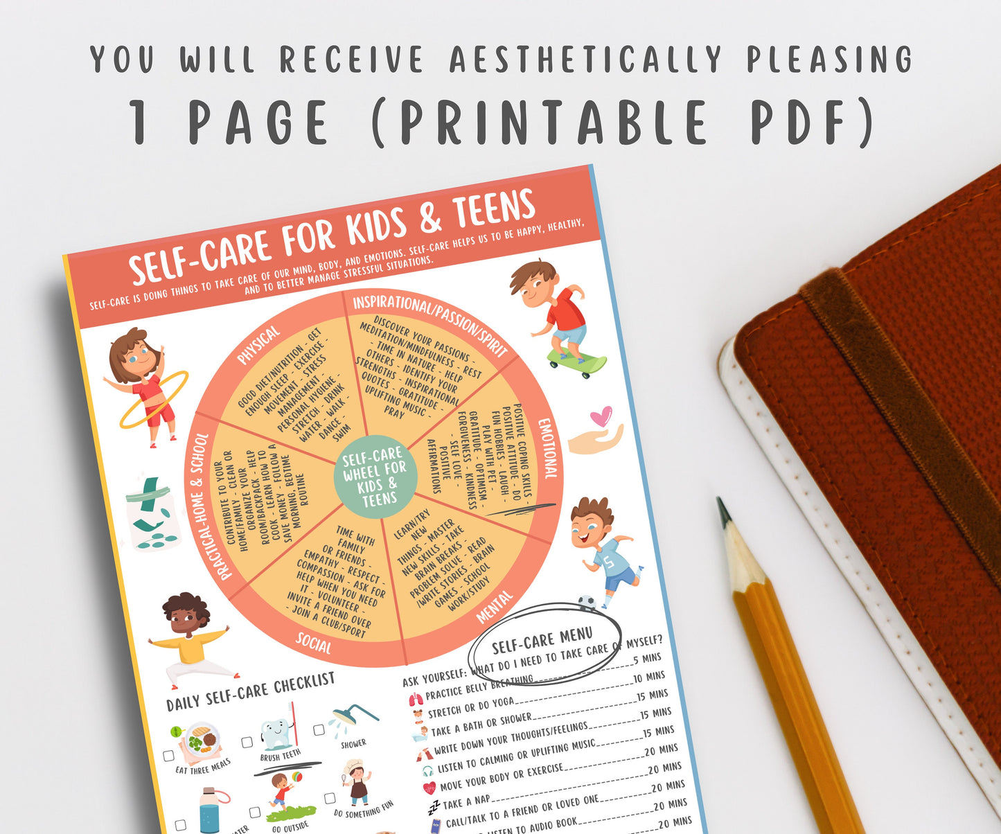 Self-Care Wheel Printable for Kids & Teens