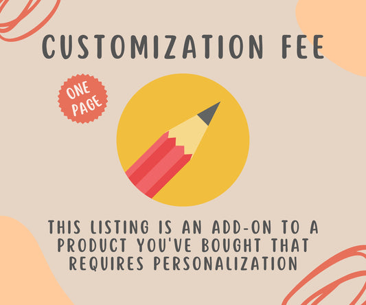 Customization fee (1 page), Personalization Fee