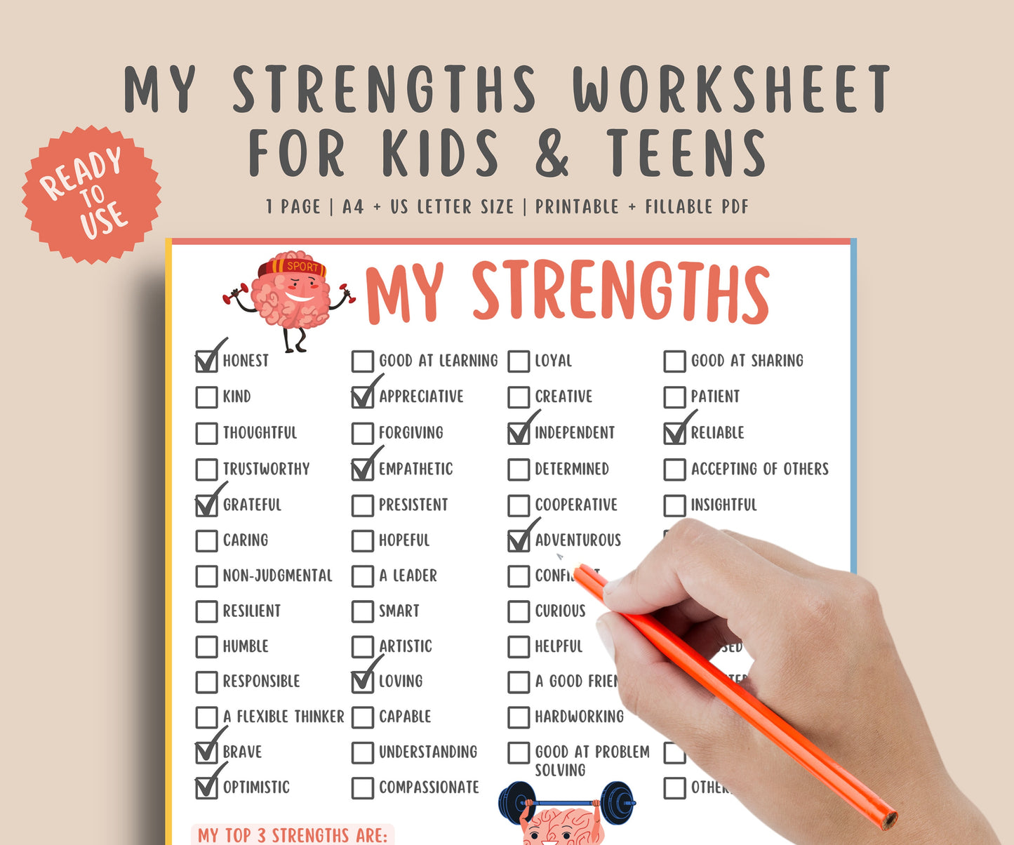 My Strengths Worksheet for Kids & Teens