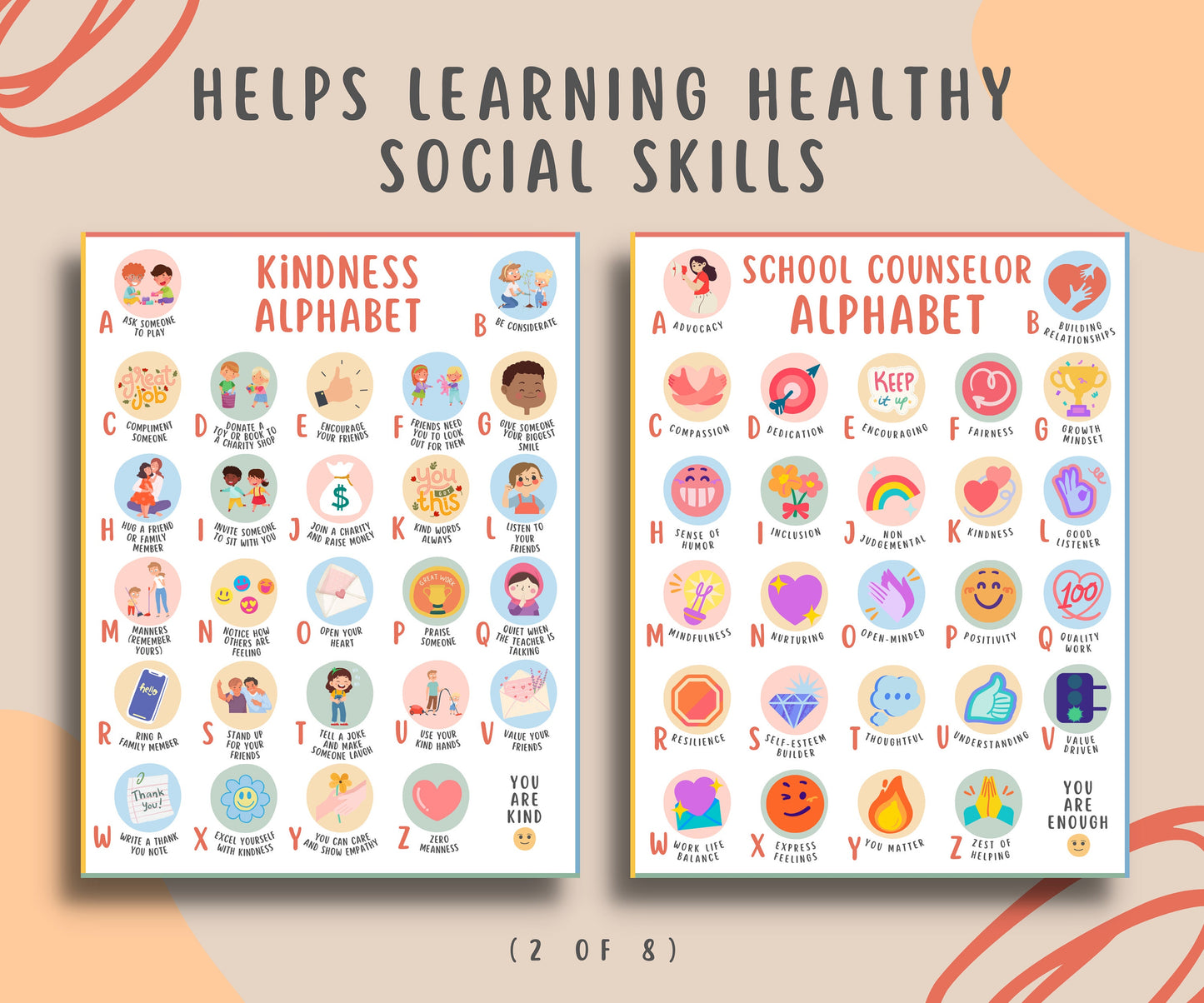 Alphabet Mental Health Coping Bundle for Kids & Teens (8 Pages)