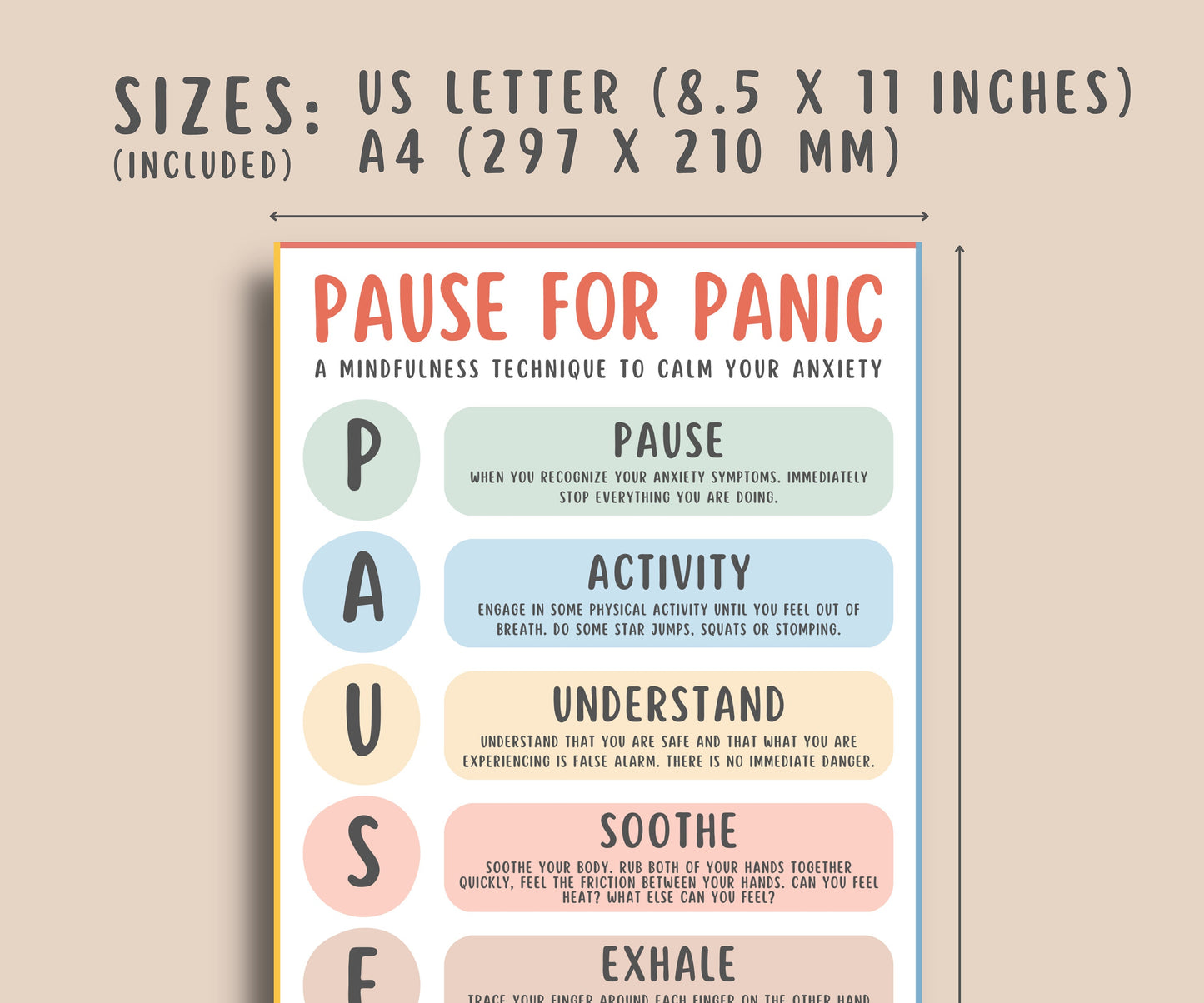 Pause for Panic Poster for Kids & Teens