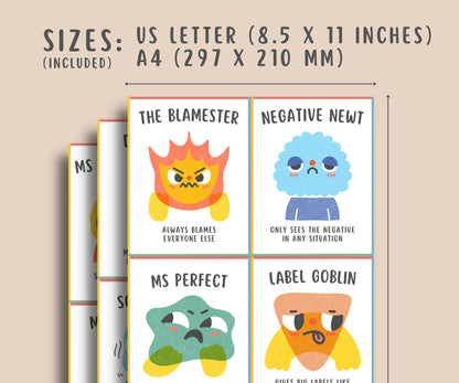 12 Thought Monsters Flashcards for Kids & Teens