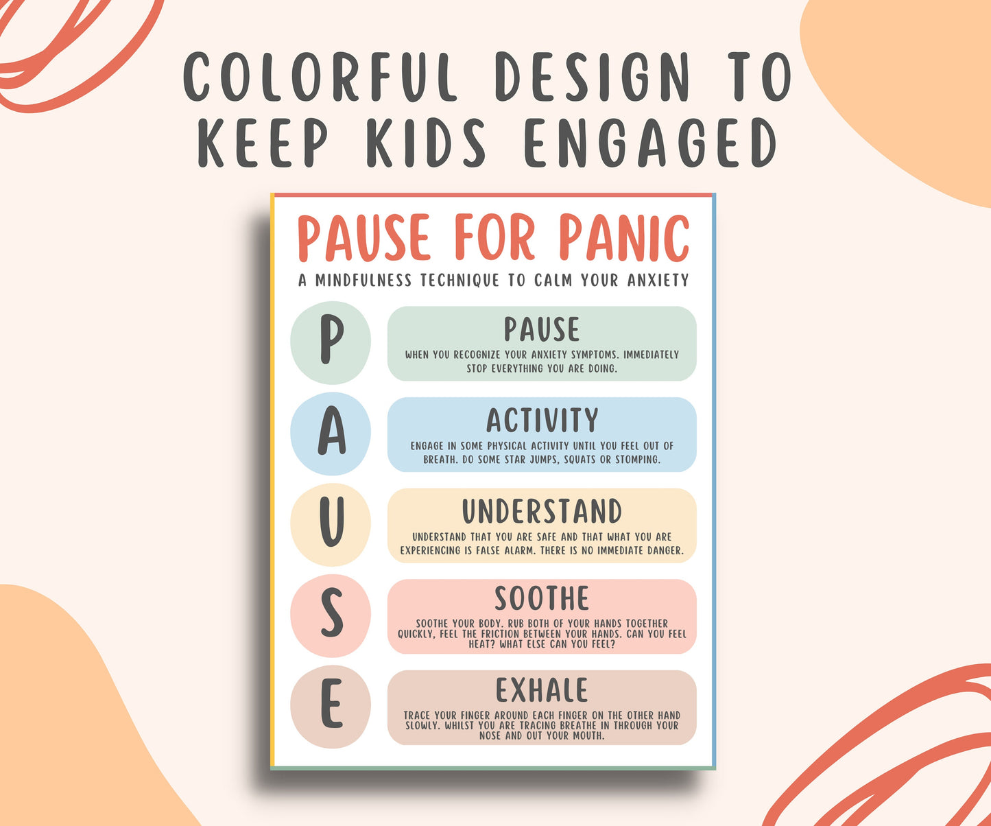 Pause for Panic Poster for Kids & Teens