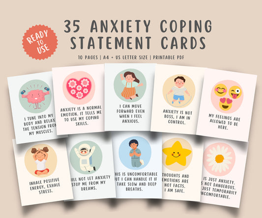 35 Anxiety Coping Statement Cards Teens & Kids