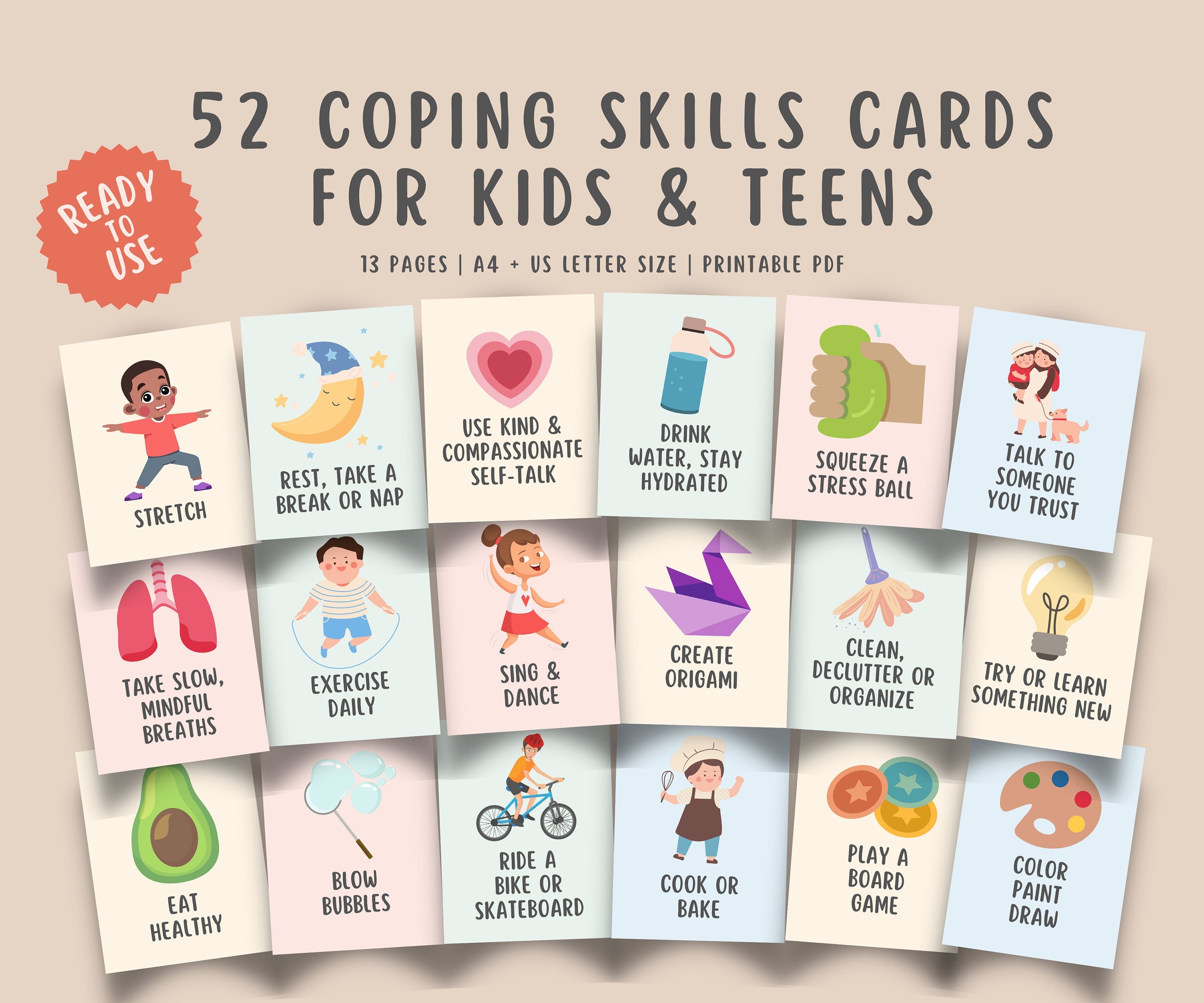 52 Coping Skills Cards kids & teens – MindSpace