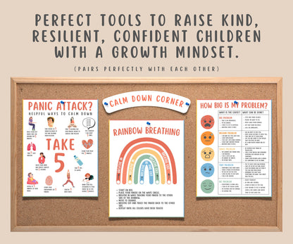 Rainbow Breathing Calm Down Poster Kids & Teens