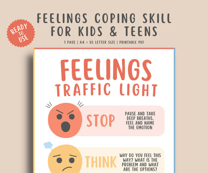 Feelings Coping Skill Handout for Kids & Teens