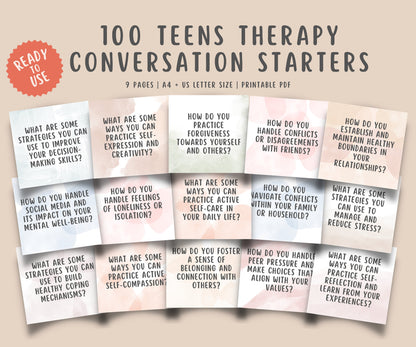 100 Teens Therapy Conversation Starter Cards