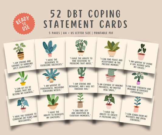 52 DBT Coping Statement Flashcards for Teens & Adults