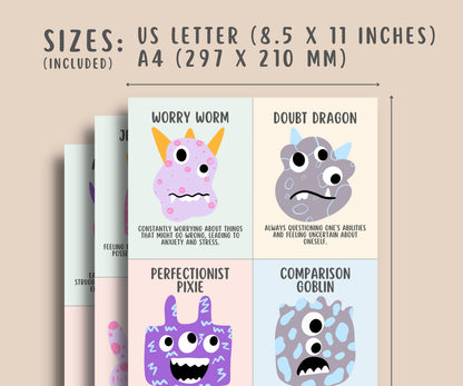 24 Thought Monster Cards for Kids & Teens