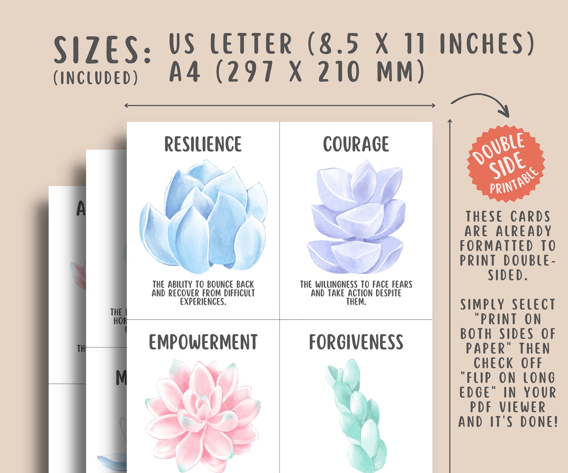 120+ Inner Emotional Strength Cards – MindSpacePrintables