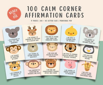 100 Positive Affirmation Cards for Kids and Teens