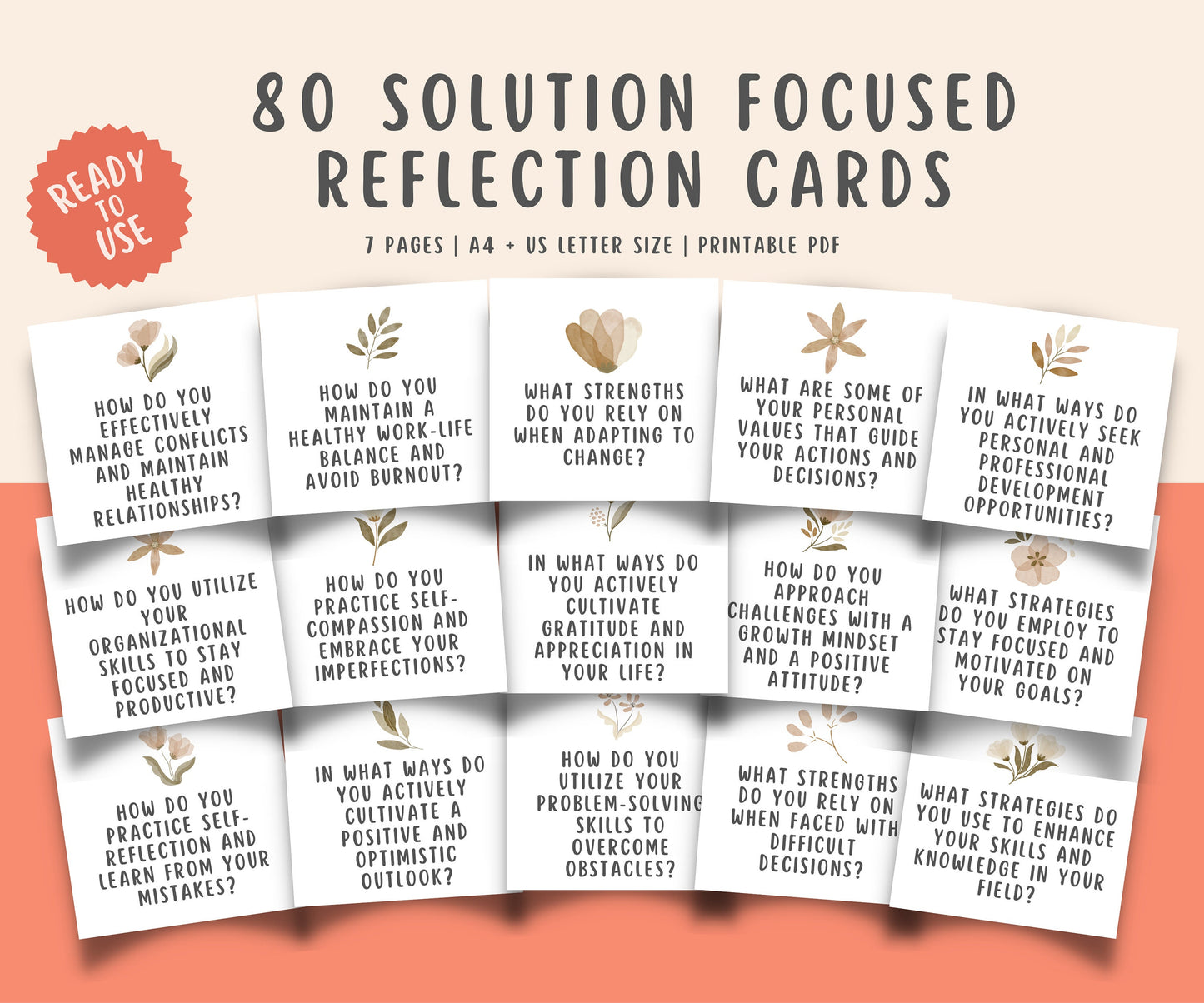 80 Solution Focused Therapy Reflection Flash Cards