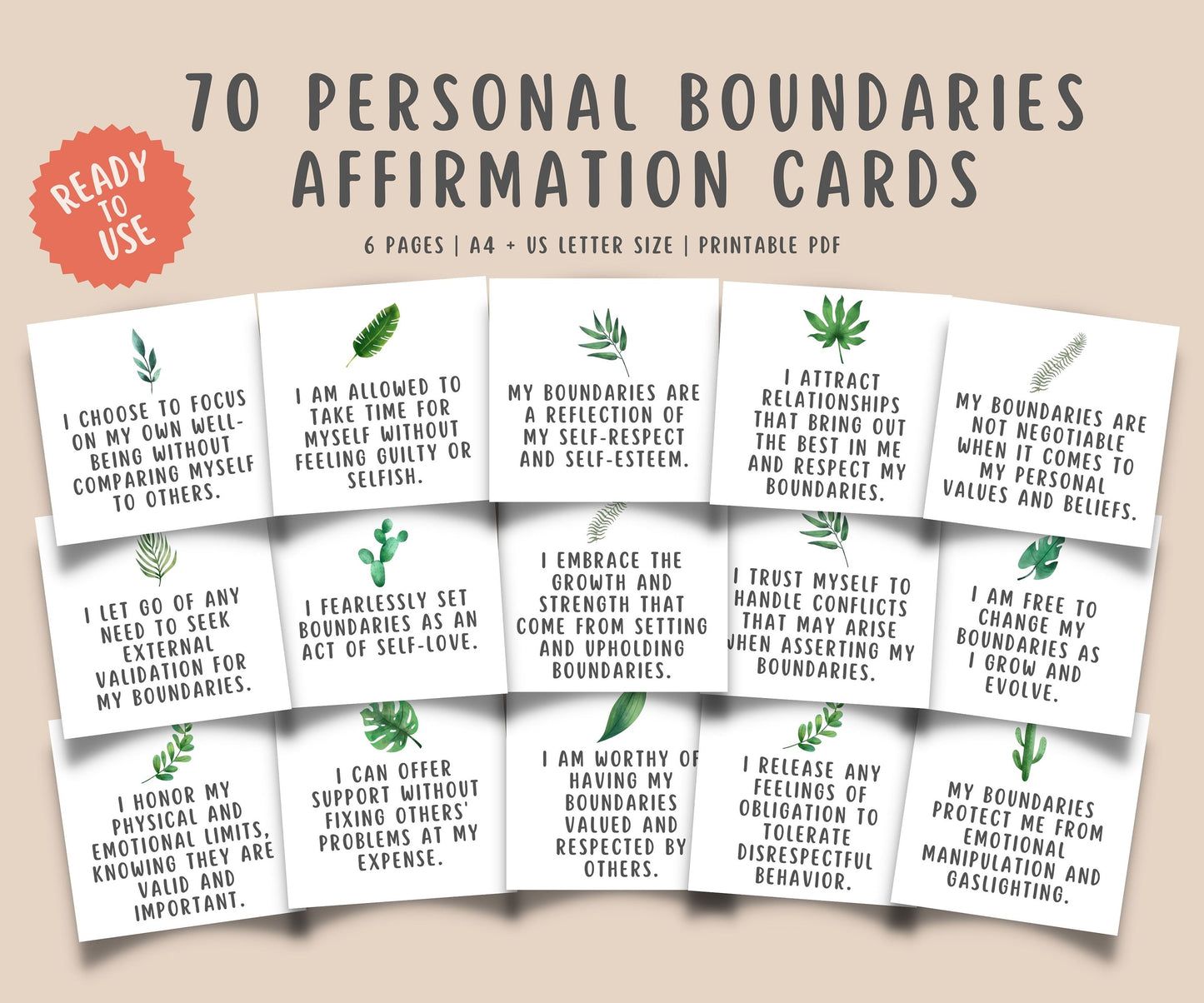 70 Personal Boundaries Affirmation Flashcards