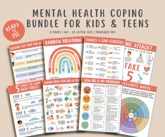 8 Mental Health Coping Skills Posters Bundle