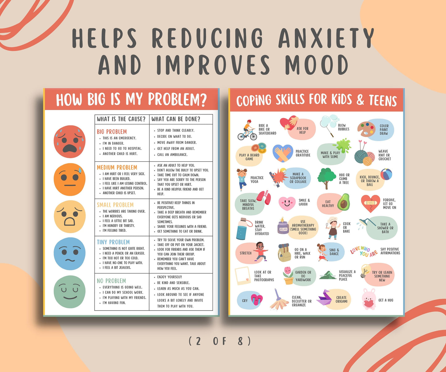 8 Mental Health Coping Skills Posters Bundle