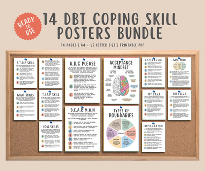DBT Coping Skill Posters Bundle (14 Posters)
