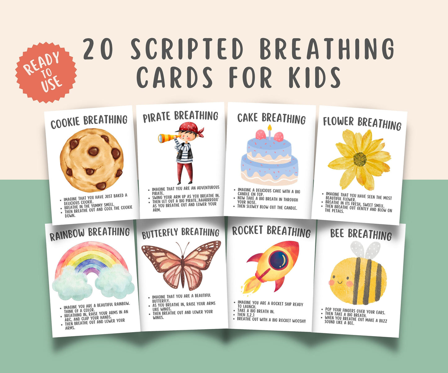 20 Mindful Scripted Breathing Cards for Kids & Teens