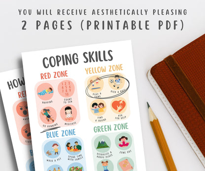 Feelings Zone With Coping Skills (Set of 2) Posters for kids