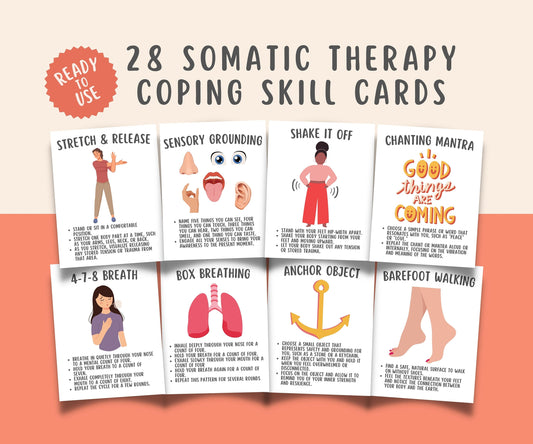 28 Somatic Therapy Coping Skill Cards