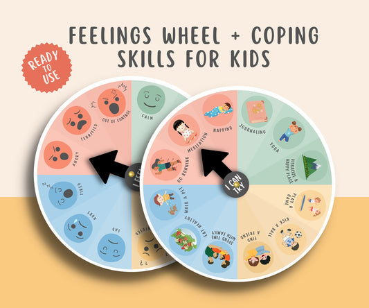 Feelings Wheel With Coping Skills Activity for kids