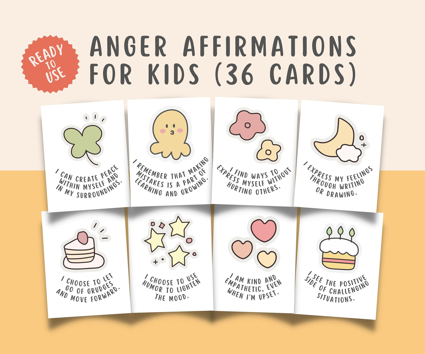 36 Anger Management Affirmations Cards for Kids & Teens