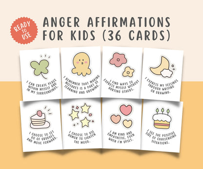 36 Anger Management Affirmations Cards for Kids & Teens