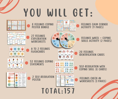 Feelings Coping Bundle for kids & teens (150+ items)