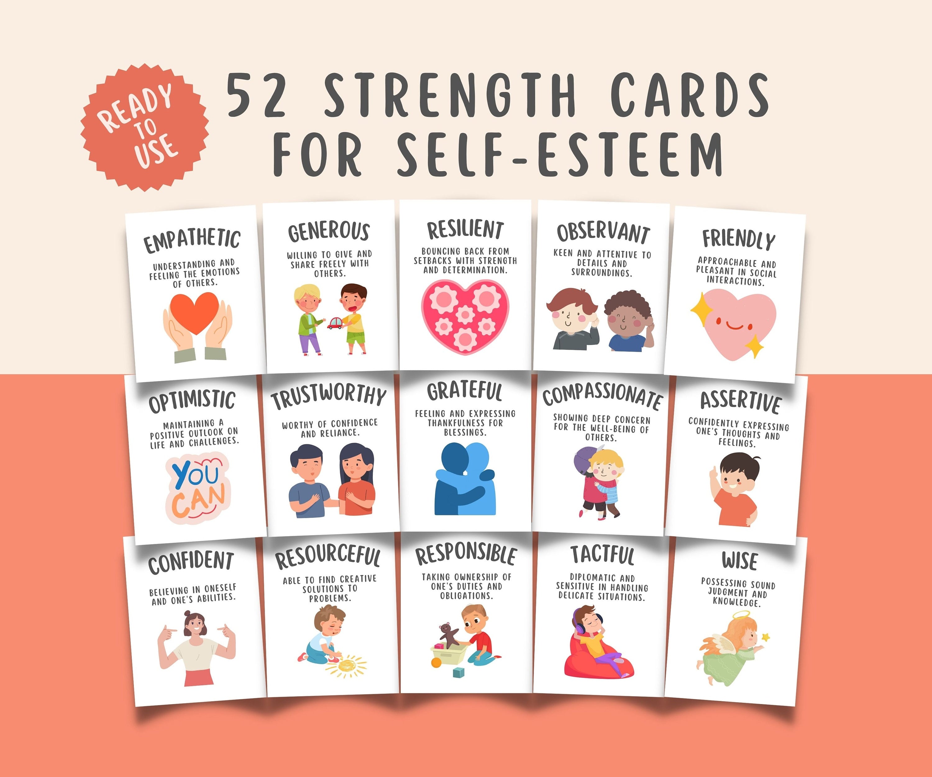 Strength Cards Examples 52 Strength Based Cards for Self-Esteem – MindSpace