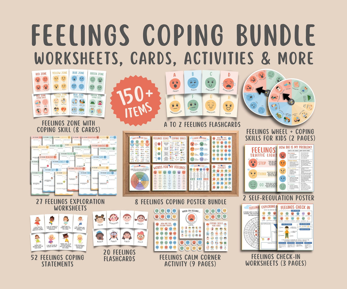 Coping File Feelings Coping Bundle for kids & teens (150+ items) – MindSpace