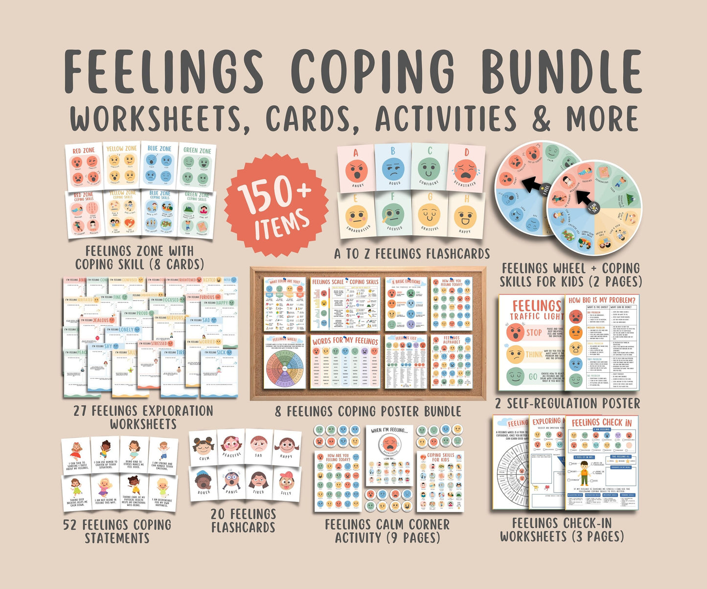 Feelings Coping Bundle for kids & teens (150+ items)