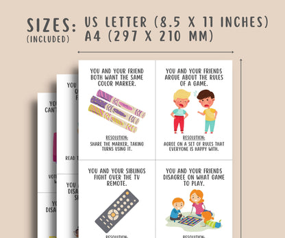 28 Conflict Resolution Flashcards for kids