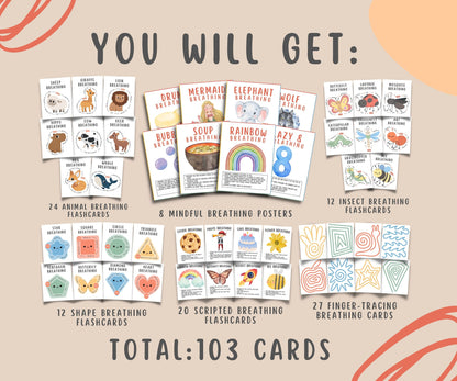 100 Mindful Breathing Flashcards for Kids and Teens