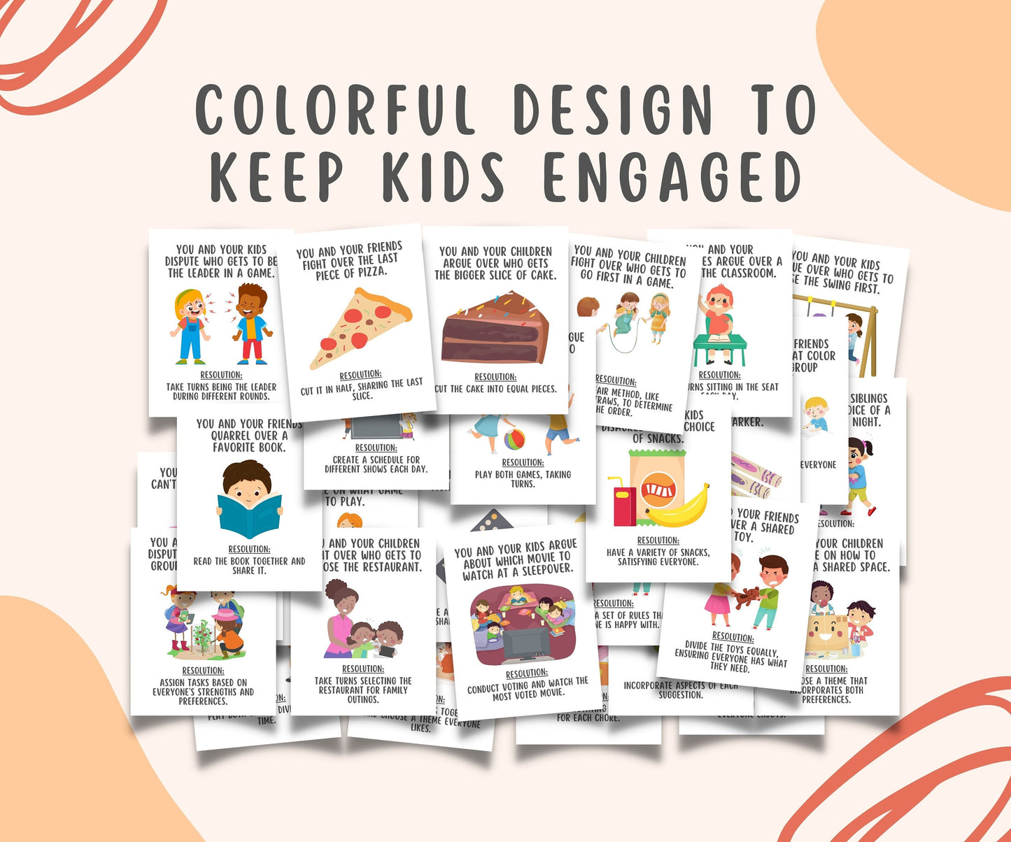 28 Conflict Resolution Flashcards for kids