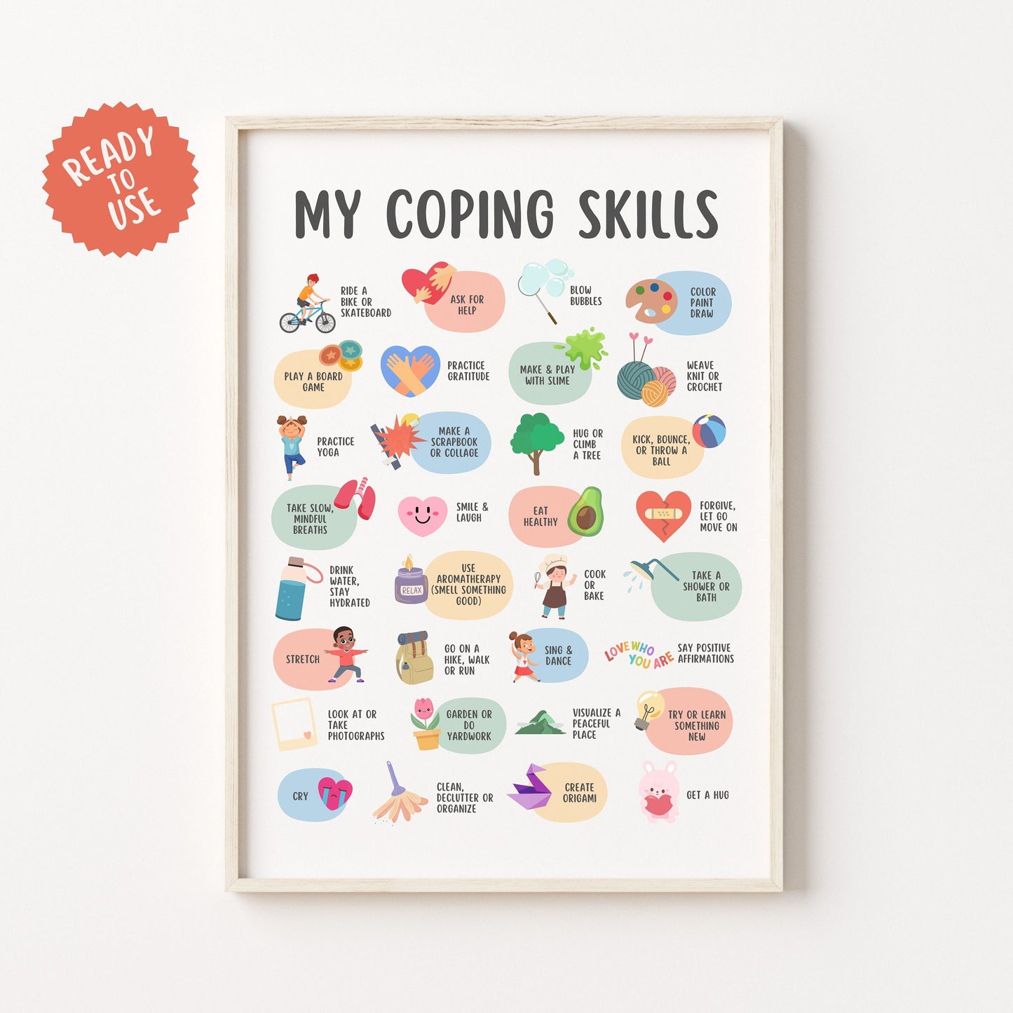 32 Coping Skills Poster for Teens & Kids