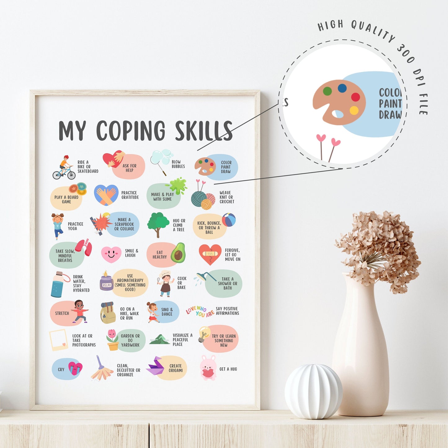 32 Coping Skills Poster for Teens & Kids