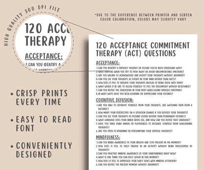 120 Acceptance and Commitment Therapy Questions