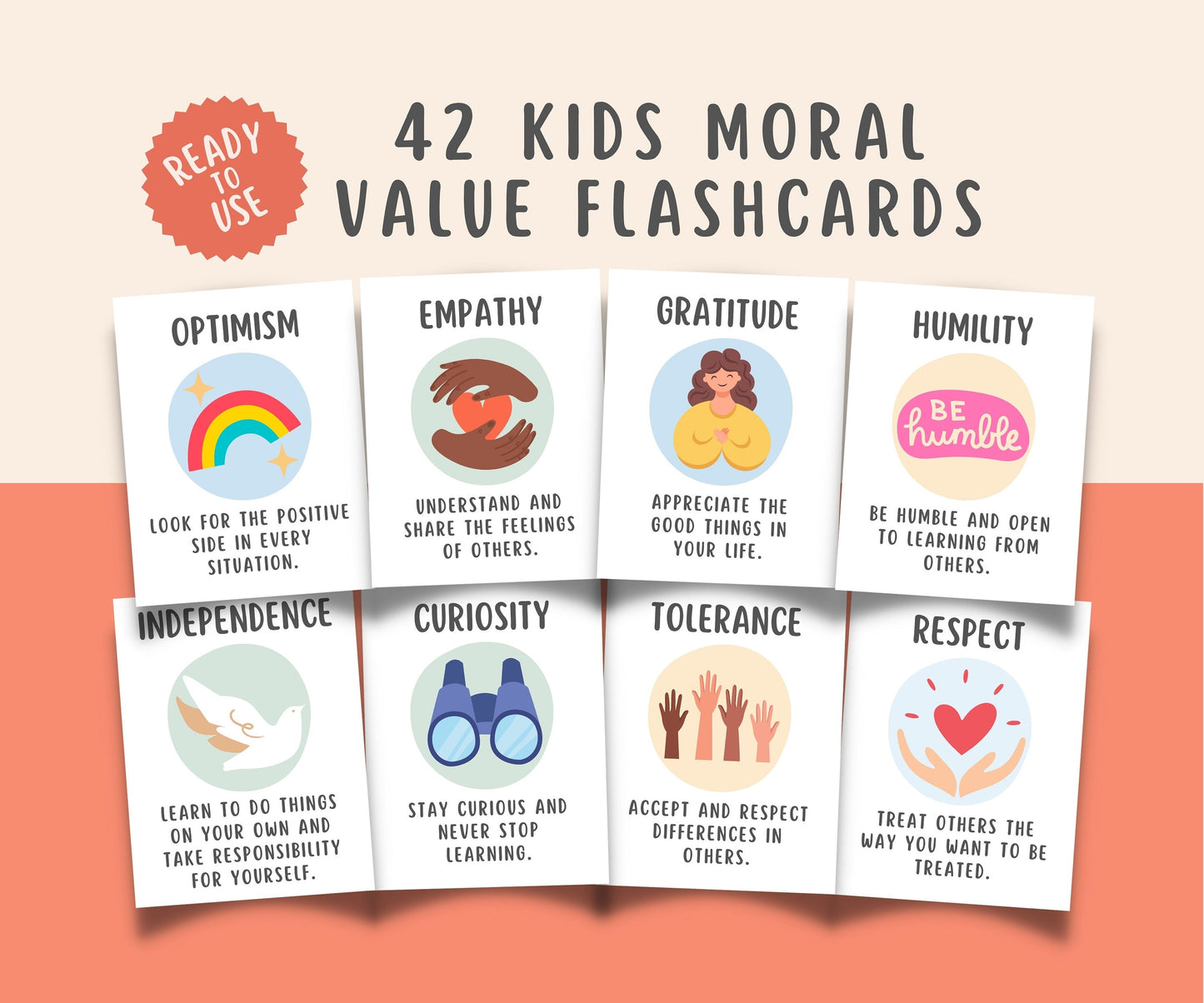 42 Moral Value Cards for Kids