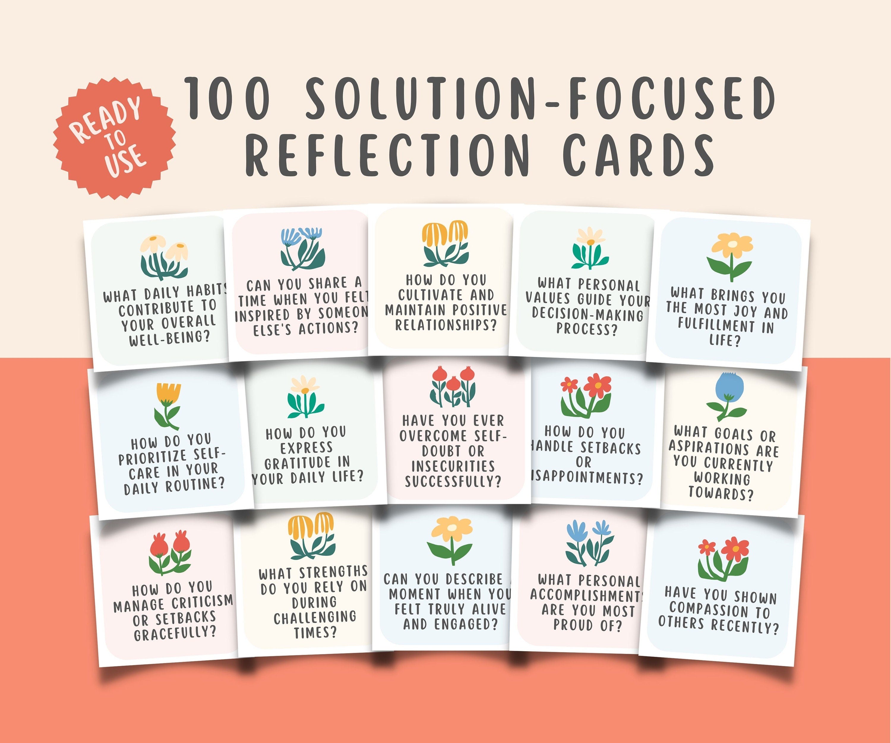 100 Solution Focus Reflection Therapy Question Cards – MindSpace