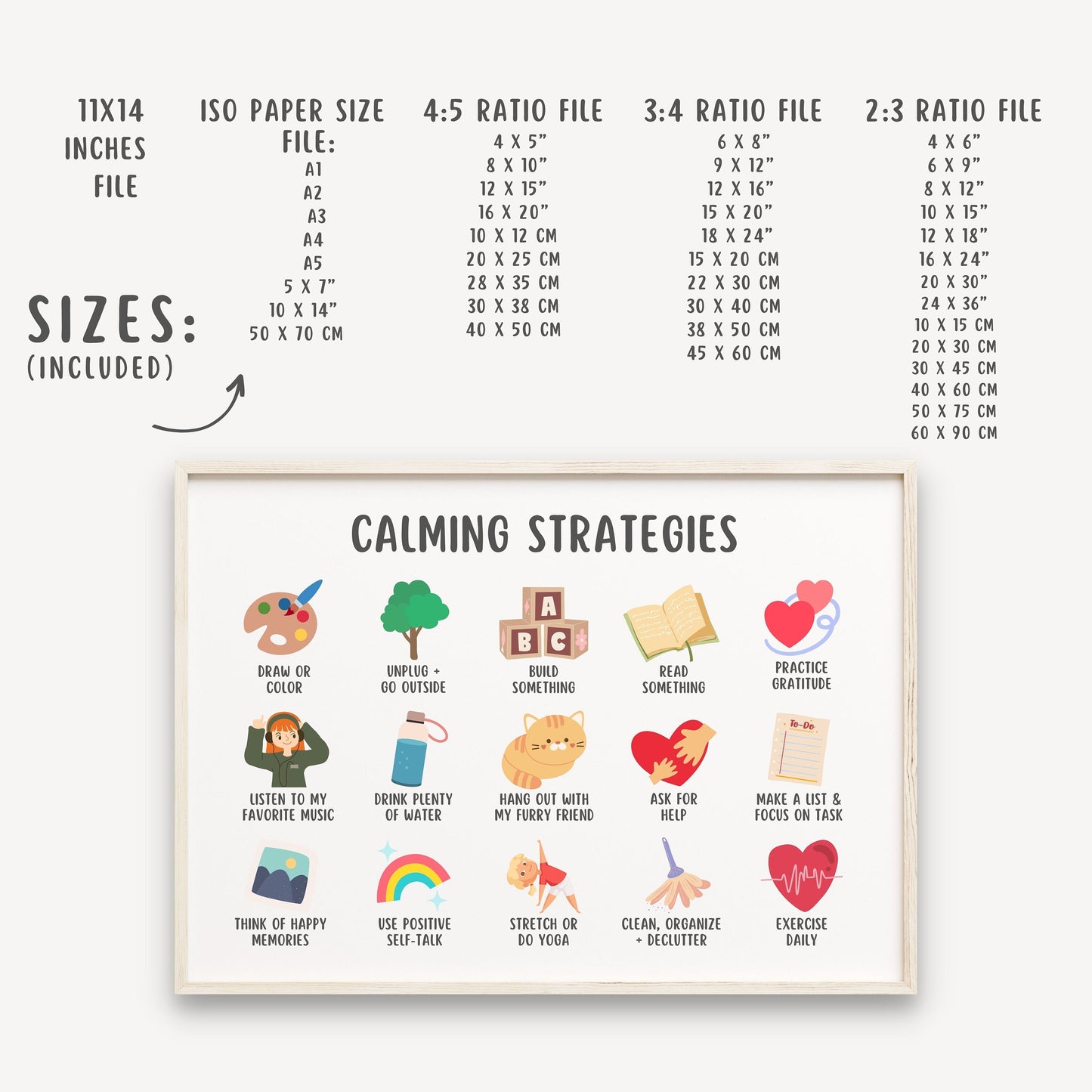 15 Calming Strategies Poster