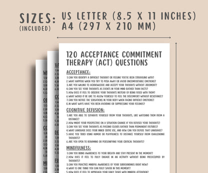 120 Acceptance and Commitment Therapy Questions
