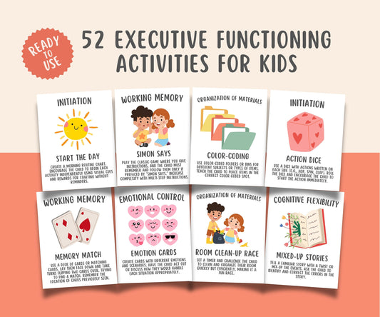 52 ADHD Executive Functioning Activity Flashcards For Kids