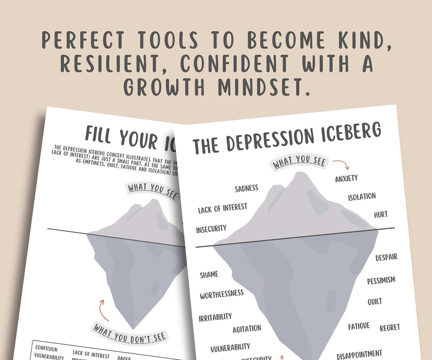 Depression Iceberg Worksheets (set of 2)