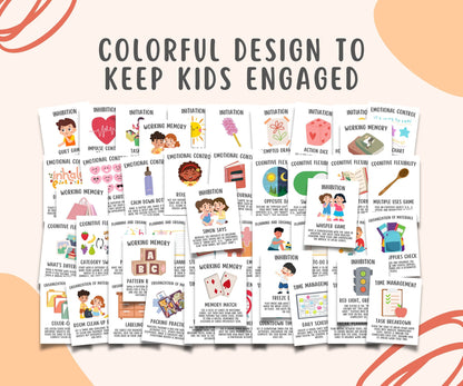 52 ADHD Executive Functioning Activity Flashcards For Kids