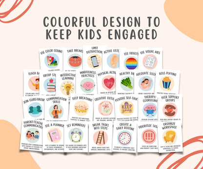 28 ADHD Coping Skills Flashcards for Kids and Teens